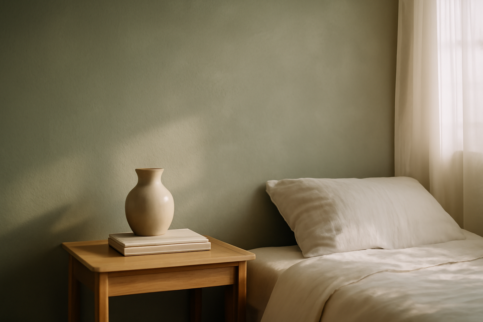 Nuancier de peinture pour chambre : tons gris, beige et bleu pour une ambiance cosy et chaleureuse