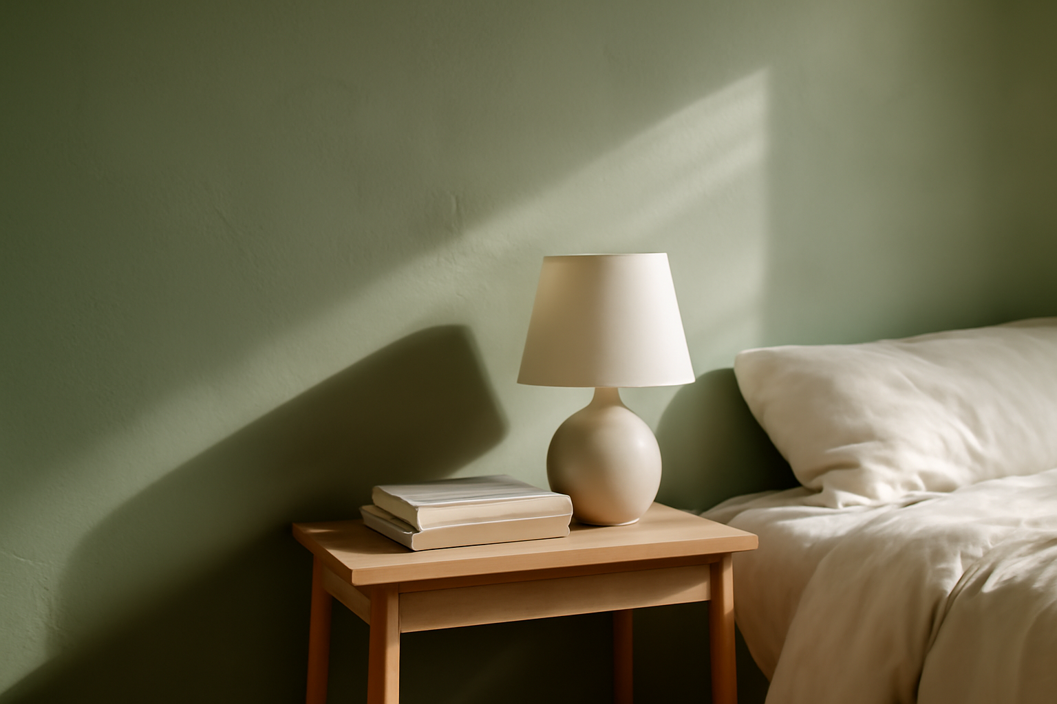 Idée peinture chambre : mur d'accent vert sauge pour une ambiance chaleureuse et détente