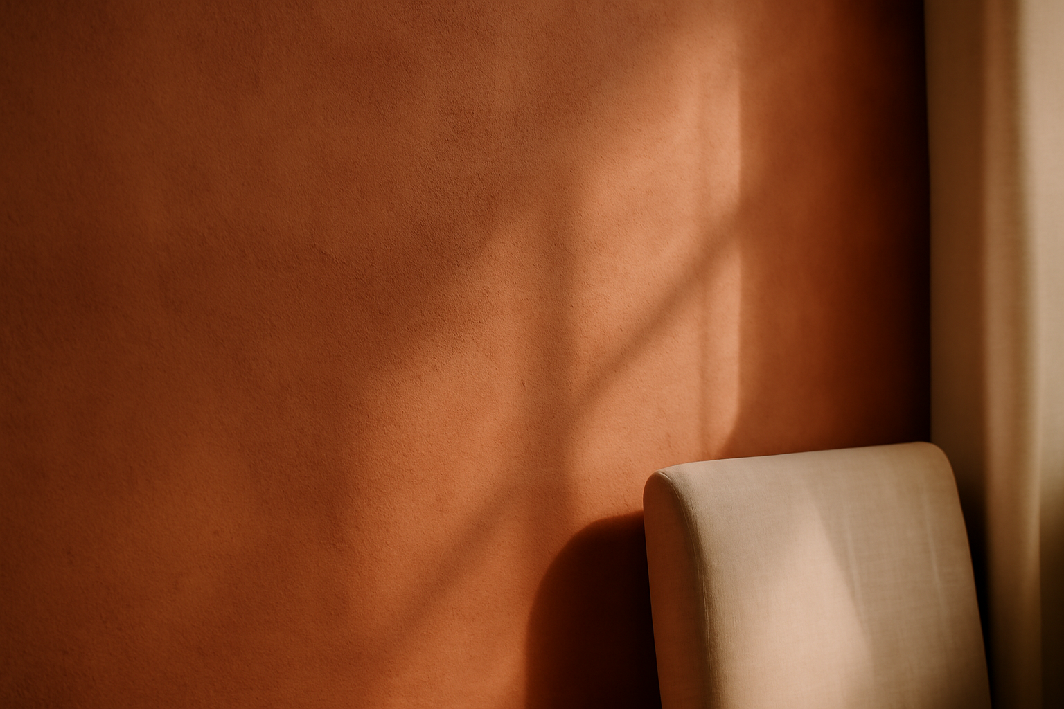 Détail papier peint terracotta style bohème, nuances terre cuite pour mur de salon ou chambre