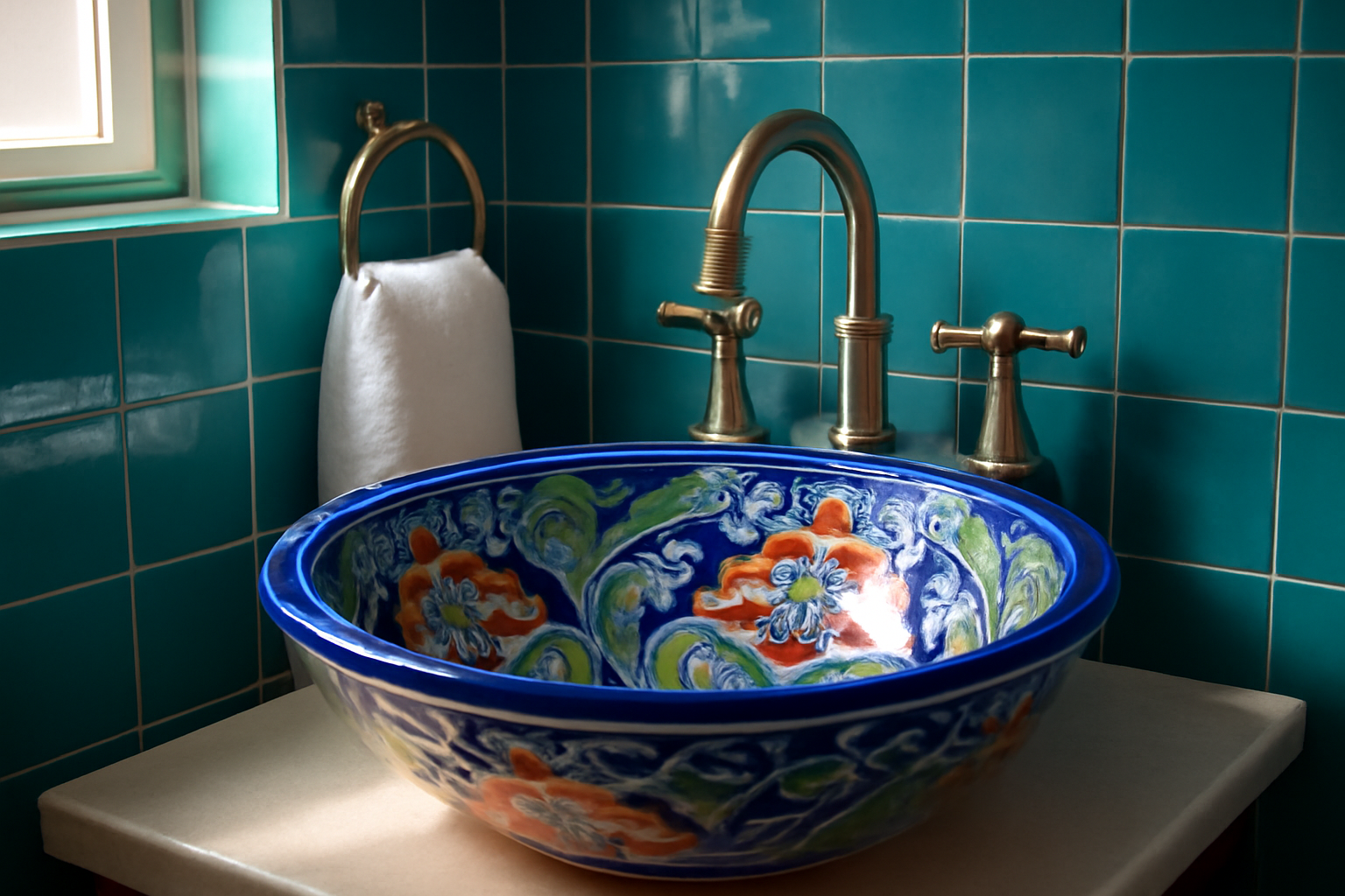 Coin douche avec carrelage gris clair, robinetterie noire et accents bois : inspiration couleur salle de bain