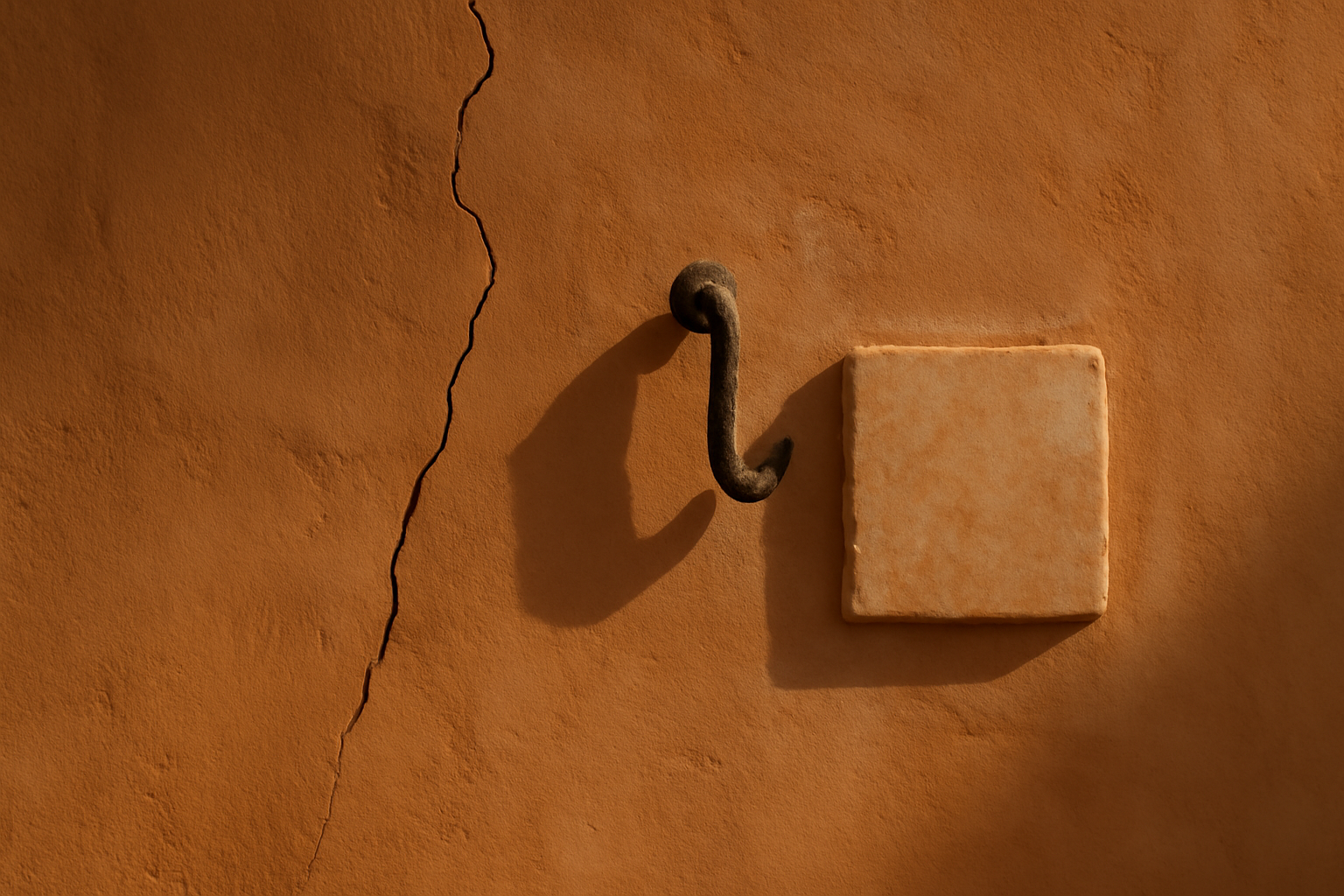Détail mur terracotta patiné, finition mate et palette ocre-rouge pour une ambiance chaleureuse