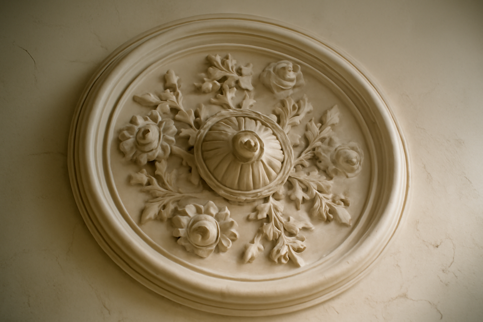 Détail papier peint plafond floral élégant, idéal pour chambre ou salle de bains