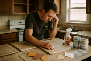 Peinture meuble de cuisine - rénovation complète d'un meuble en bois, finition blanche satinée pour un résultat moderne et durable